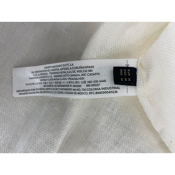 Massimo Dutti Womens Midi Dress M White Linen With Strap Details 6609/609 NWT - Picture 10 of 12